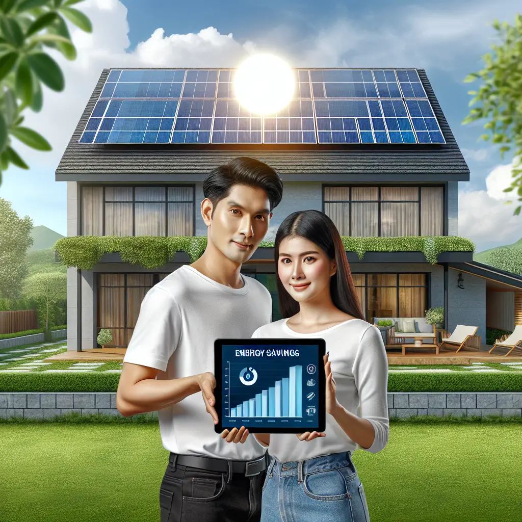 Sustainable Energy Source 34 Solar panel image with married couple showing their sustainable energy source.