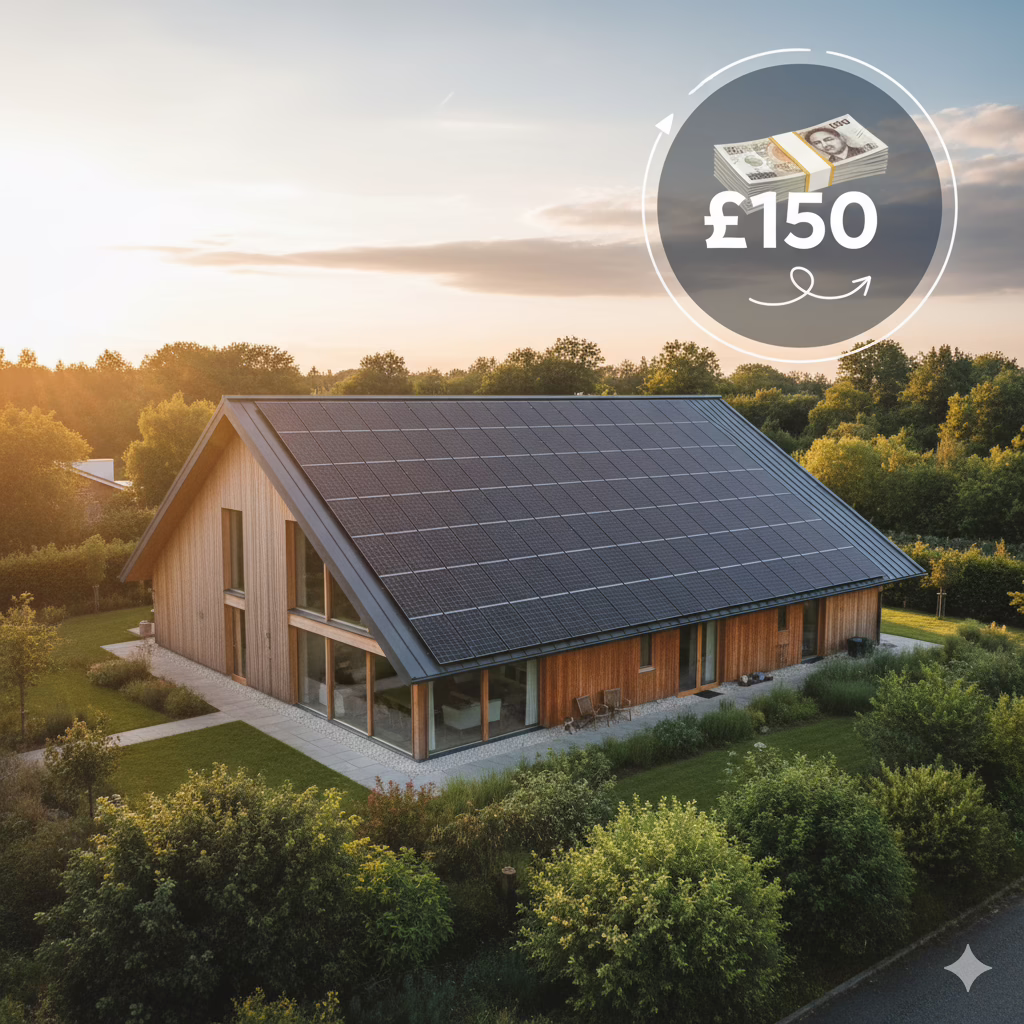 Starks Solar Referral Scheme 1 image showing £150 solar referral scheme