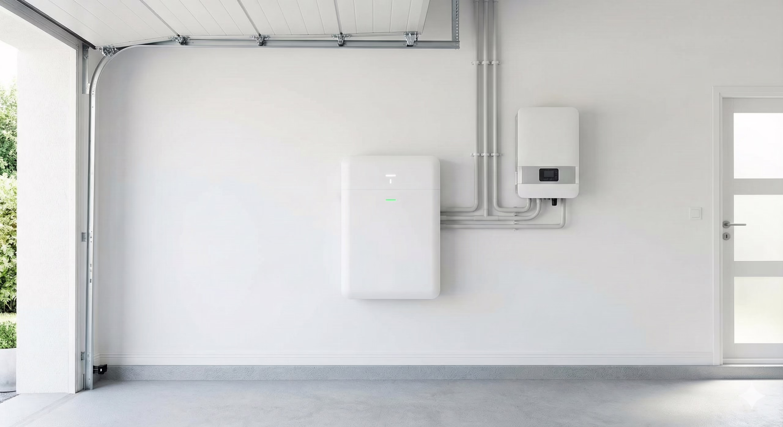 Solar Installers Near Me: The Definitive Local Guide (Hampshire & Dorset) | Starks Solar 2 Modern wall-mounted home battery storage system and inverter in a garage