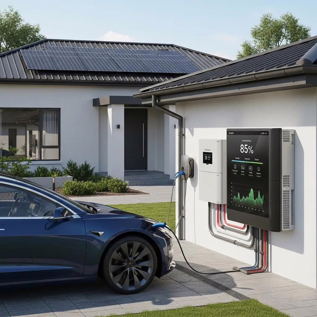 Solar battery storage system in a modern home, highlighting energy independence and efficiency