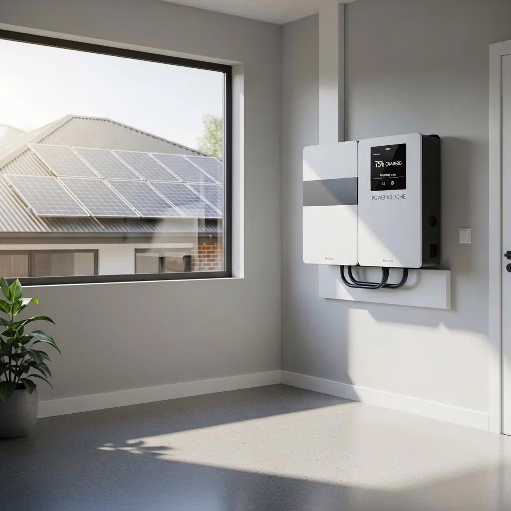 Modern solar battery storage system in a home, illustrating energy independence and efficiency