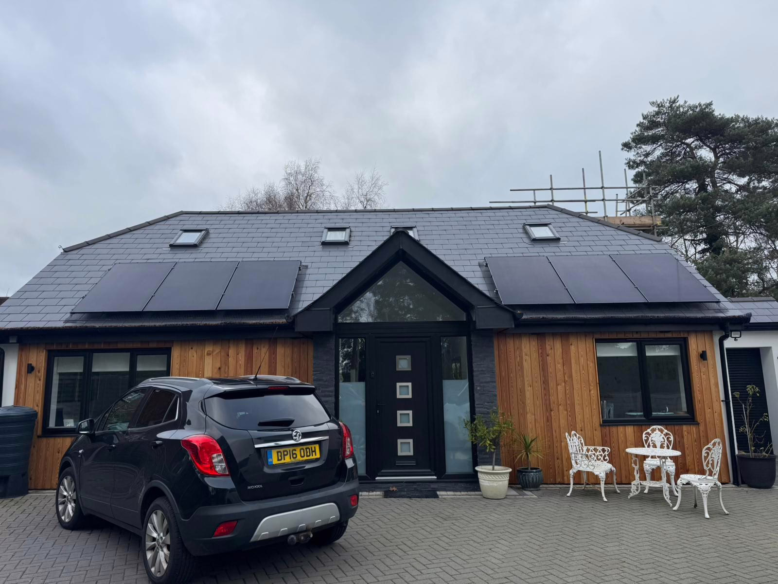 Solar panel installation on slate tile in West Parley, Ferndown, Dorset